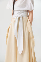 Cotton Overlapping Tie-Front Top