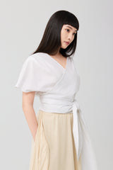 Cotton Overlapping Tie-Front Top