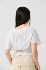 Cotton Overlapping Tie-Front Top