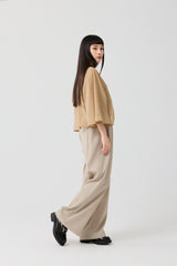 Beige Sculpted Wide-Sleeve Jacket