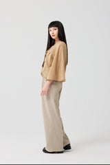 Beige Sculpted Wide-Sleeve Jacket