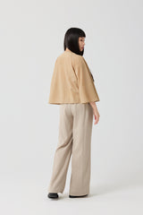 Beige Sculpted Wide-Sleeve Jacket