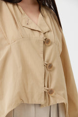 Beige Sculpted Wide-Sleeve Jacket