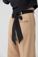 Black Architectural Wrap Tie Blouse