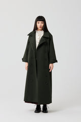 Forest Green Textured Quilted Maxi Coat