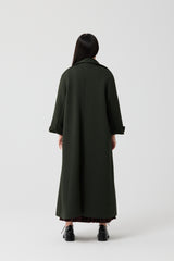 Forest Green Textured Quilted Maxi Coat