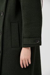 Forest Green Textured Quilted Maxi Coat