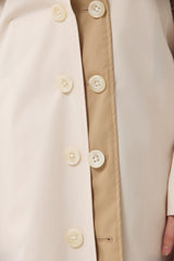 White Double-Layer Collar Trench Coat