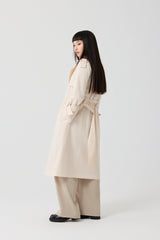 White Double-Layer Collar Trench Coat