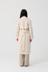 White Double-Layer Collar Trench Coat