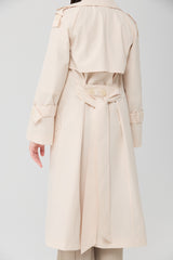 White Double-Layer Collar Trench Coat
