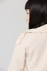 White Double-Layer Collar Trench Coat