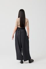 Layered Tie-Detail High-Waist Wide Pants