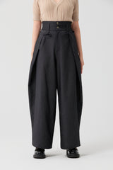 Layered Tie-Detail High-Waist Wide Pants