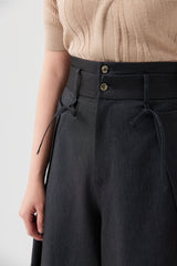 Layered Tie-Detail High-Waist Wide Pants