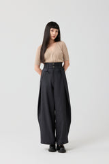 Layered Tie-Detail High-Waist Wide Pants