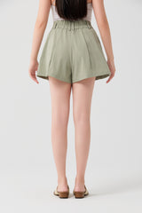 Matcha Seersucker High-Waist Shorts
