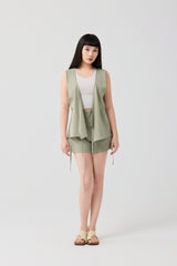 Matcha Seersucker High-Waist Shorts