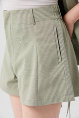 Matcha Seersucker High-Waist Shorts