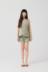 Matcha Woven-Back Cross-Strap Top