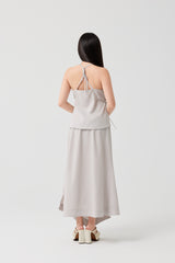 Moonlight Grey Seersucker Tie-Side Cami Top