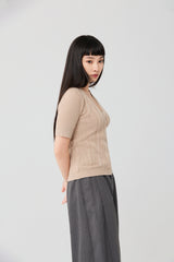 Black Slim-fit Pineapple leaves fiber knit top