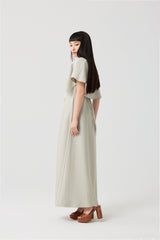 TENCEL™ Layered Cape High-Neck Maxi Dress