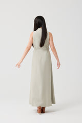 TENCEL™ Layered Cape High-Neck Maxi Dress