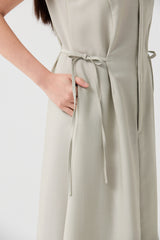 TENCEL™ Layered Cape High-Neck Maxi Dress