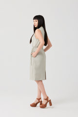 TENCEL™ Layered Shawl Mock-Neck Short Dress