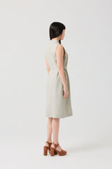 TENCEL™ Layered Shawl Mock-Neck Short Dress