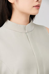 TENCEL™ Layered Shawl Mock-Neck Short Dress