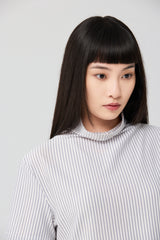 Textured Micro-High Neck Knit Top