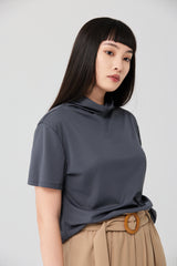 Textured Mock Neck Stretch Top