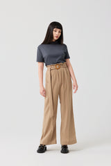 Ruffle-Trim Elastic-Waist High-Rise Straight-Leg Pants