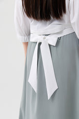 White Architectural Wrap Tie Blouse