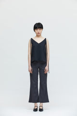 Graue Schlaghosen mit hoher Taille