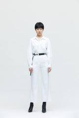 Weiße Schlaghose mit hoher Taille