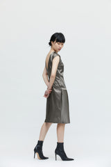 Rückenfreies Kleid in Grün und Grau