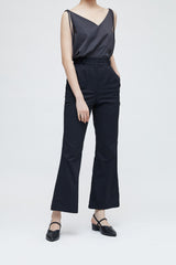 Black high waisted flared trousers