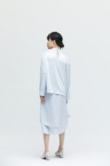 Silver asymmetrical draped wave dress