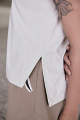 Fließendes Top mit gewelltem Kragen in Eierlikör