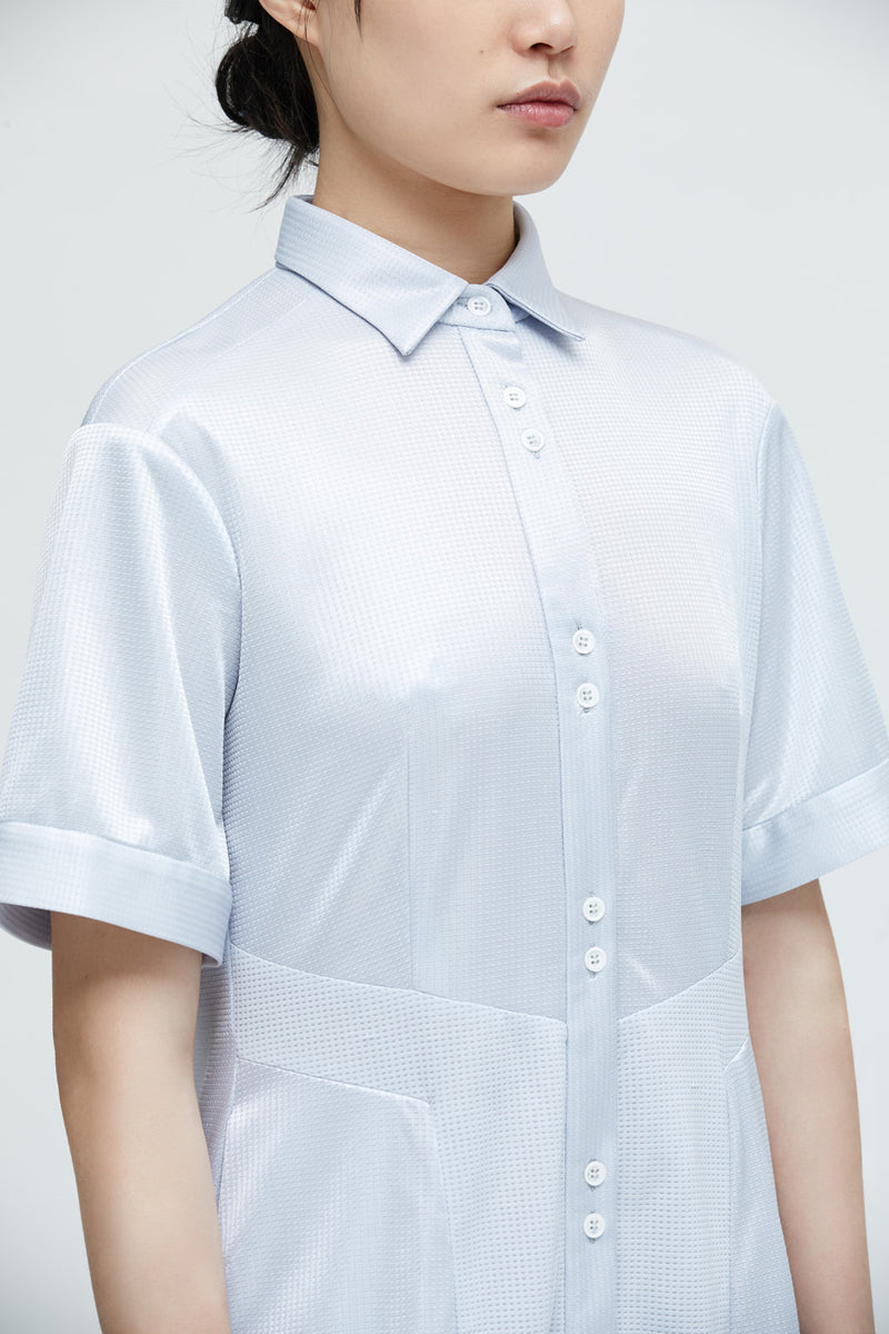 Silver shirt collar dress