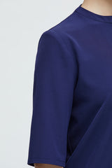 Marineblaues Mikro Stehkragen Top