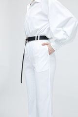 Weiße Schlaghose mit hoher Taille