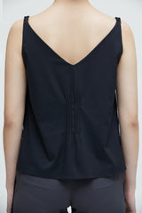 Schwarze ärmellose Weste mit V-Ausschnitt