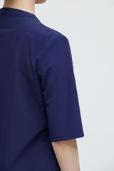 Marineblaues Mikro Stehkragen Top