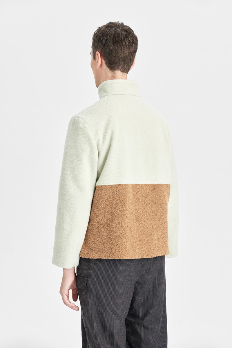 Stand-up collar jacket in color clash