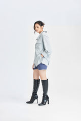 Hellgraues Hemd mit Reißverschluss