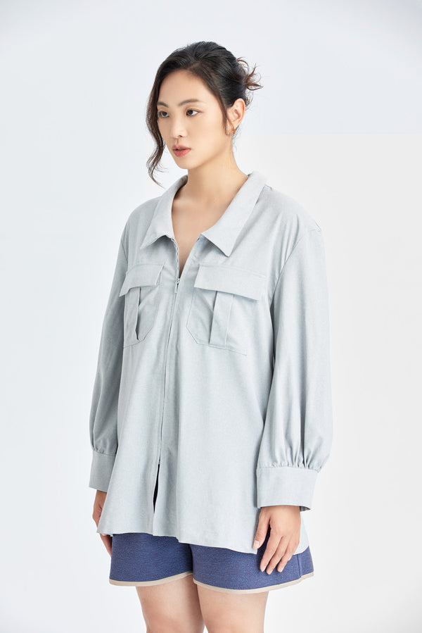 Light gray zipper shirt